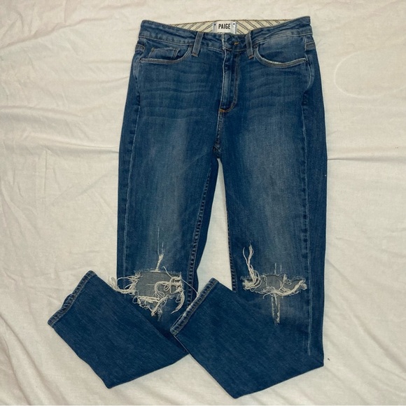 PAIGE Blue Carter Slim Distressed Jeans Size 27 Blue - Picture 2 of 5